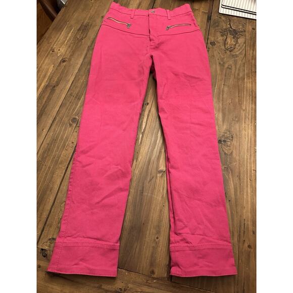 Zara Woman Hot Pink Pants Jeans Size Medium Ankle Zip Straight Leg Slim Coastal - Picture 2 of 16